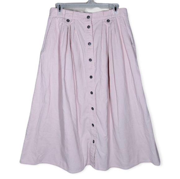 Koret Dresses & Skirts - VTG KORET soft light pink corduroy button down A-line midi skirt